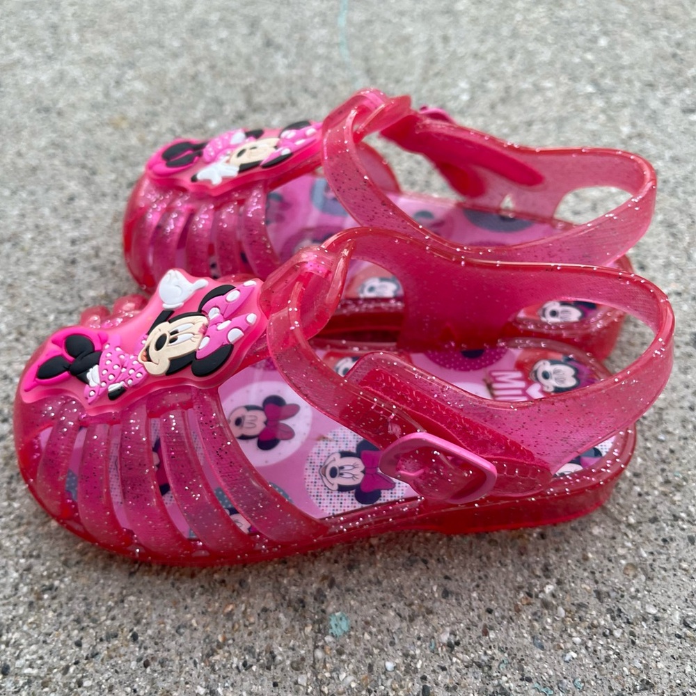 Minnie Mouse Pink glitter Jellies Jelly Sandals Shoes Toddler Sz 5 girl preloved - Picture 2 of 6